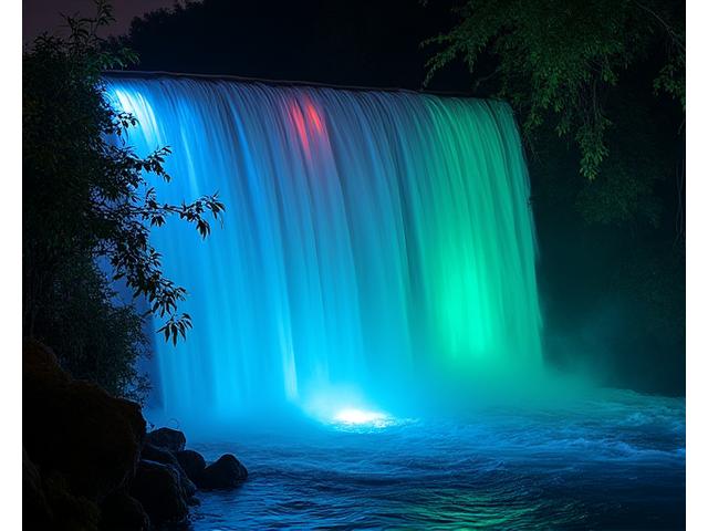 Iluminación nocturna de cascada